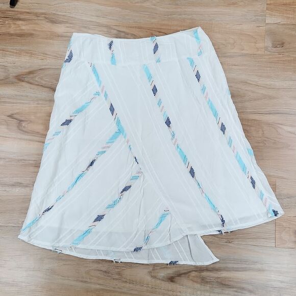 🔺️Roxy White Asymmetric Gauzy Fully Lined Skirt Small - Picture 2 of 10